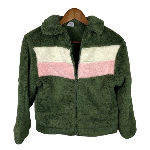 Girls Plush Bomber Jacket - Picture 2 of 5